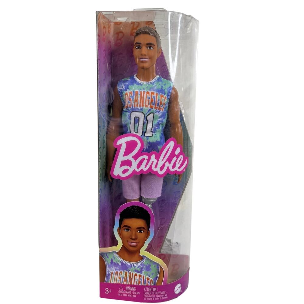 Barbie Ken Fashionistas Doll 212 Prosthetic Leg Los Angeles Jersey Purple‎ Short